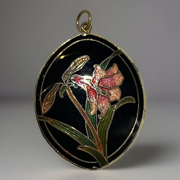 Cloisonné Amaranthus Flower Pendant Retro Romantic Feminine - Picture 1 of 10